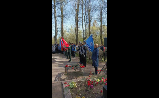 Возложение цветов к мемориалу погибшим в Великой Отечественной войне на Стрельнинском кладбище
